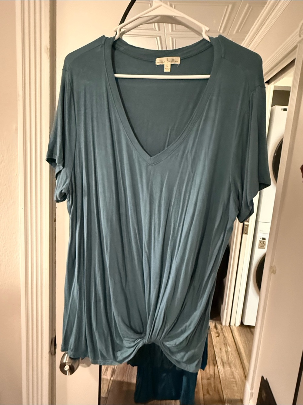 Nine Britton Teal V-Neck Knot Front Women's Top